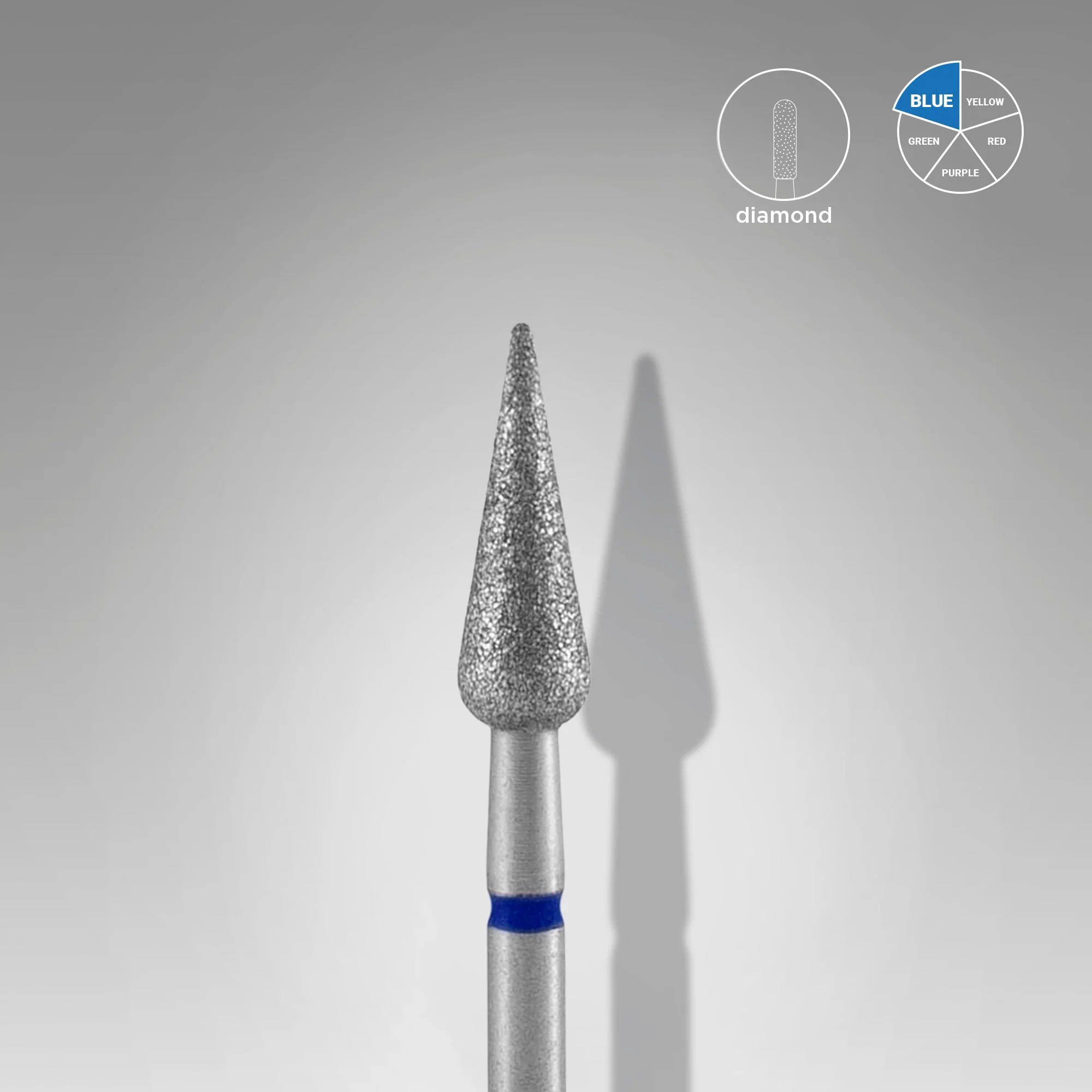 Staleks Frez diamentowy grusza ostra niebieska EXPERT średnica 4 mm / część robocza 12 mm