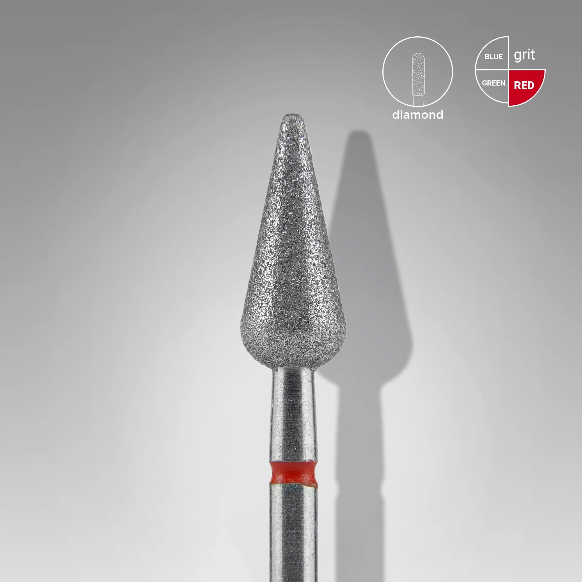 Staleks Frez Diamentowy Grusza Ostra Czerwona EXPERT Średnica 5 Mm / Część Pracująca 12 Mm 10 szt.