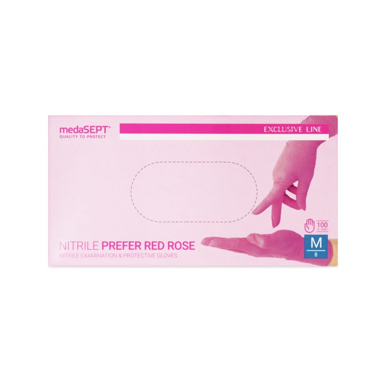 medaSEPT NITRILE PREFER RED ROSE Rękawiczki diagnostyczne, nitrylowe bezpudrowe -rozmiar M, 100szt.