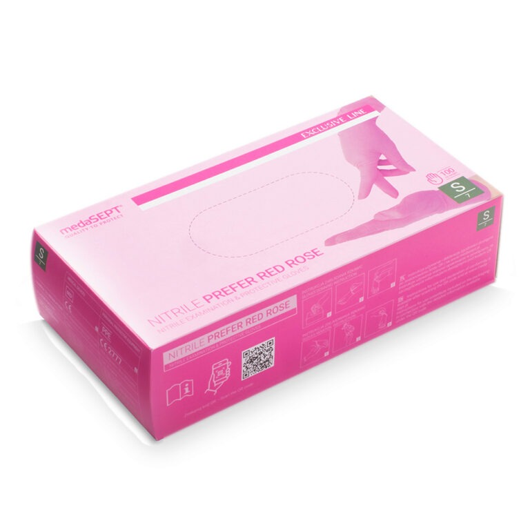 medaSEPT NITRILE PREFER RED ROSE Rękawiczki diagnostyczne, nitrylowe bezpudrowe - rozmiar S, 100szt.