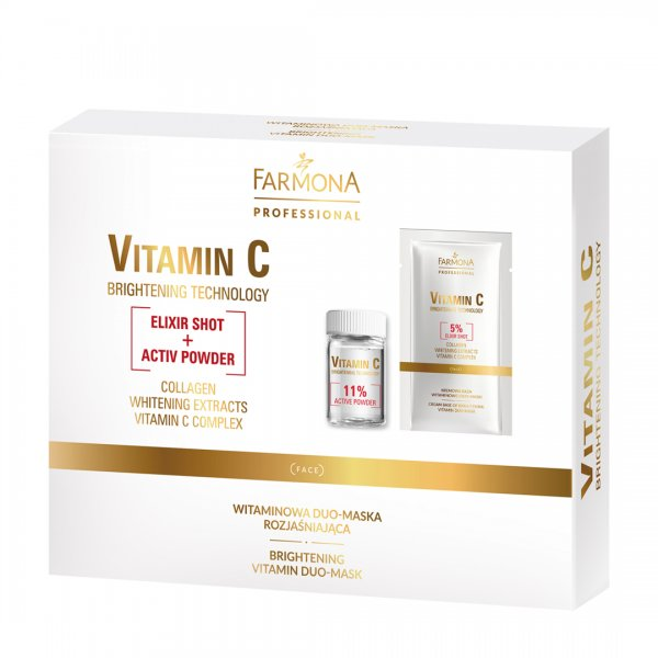 Vitamin C, witaminowa Duo-maska rozjaśniająca do twarzy, 5x2g+5x12g